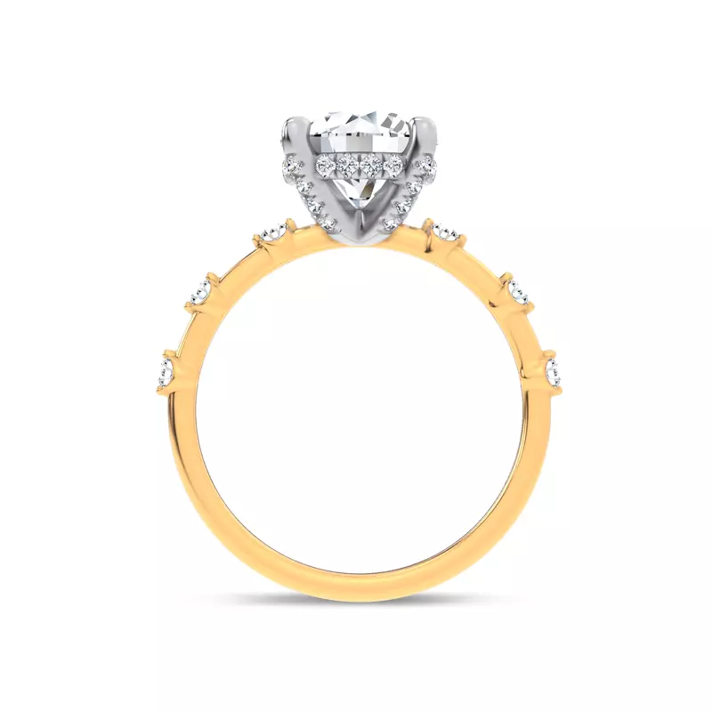 14K Yellow Gold Starlight Diamond Prong Engagement Ring