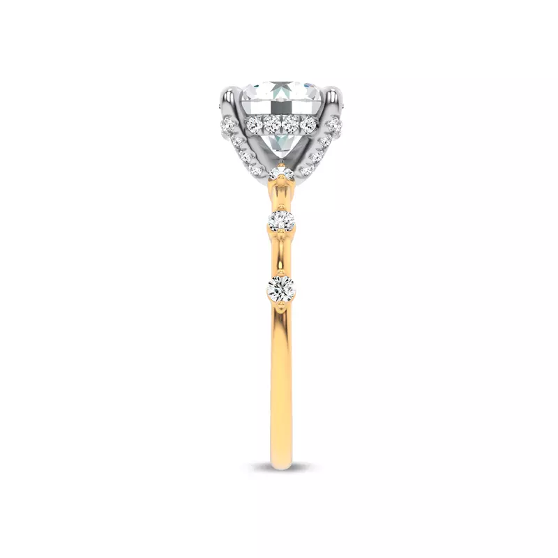 14K Yellow Gold Starlight Diamond Prong Engagement Ring