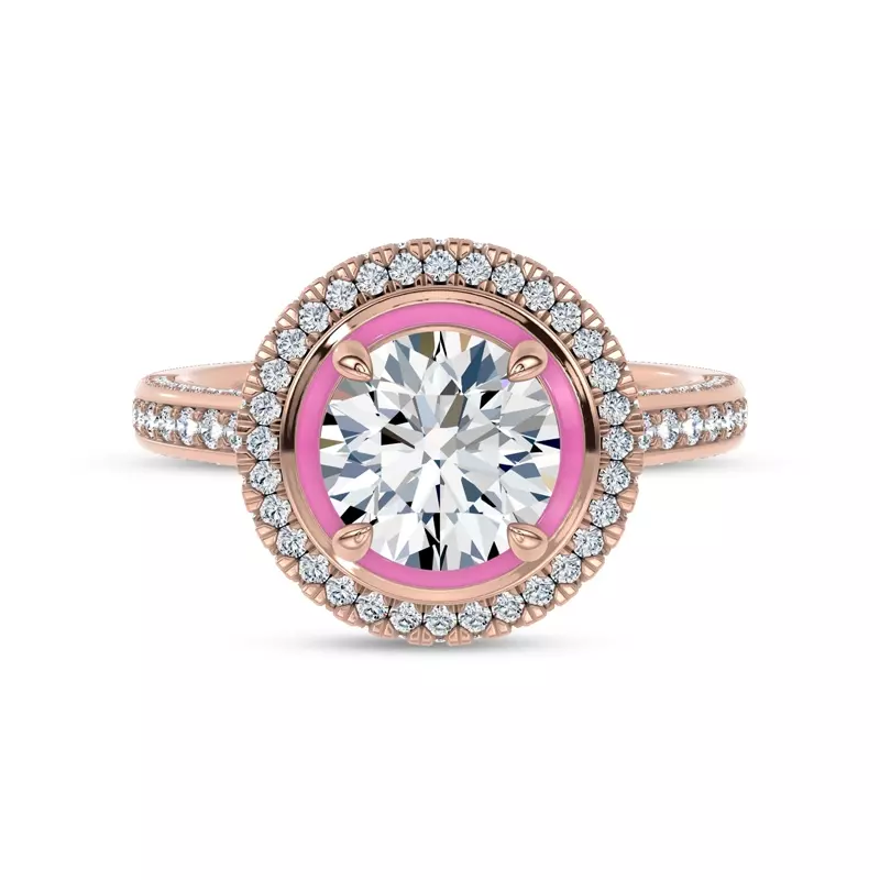 14K Rose Gold Rosavé Couture Halo Lab Engagement Ring by Christian Siriano