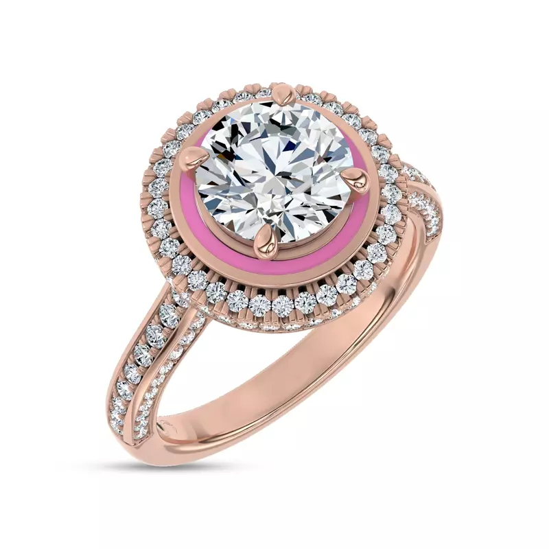 14K Rose Gold Rosavé Couture Halo Lab Engagement Ring by Christian Siriano