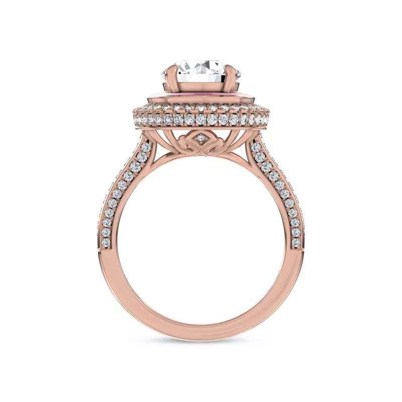14K Rose Gold Rosavé Couture Halo Lab Engagement Ring by Christian Siriano