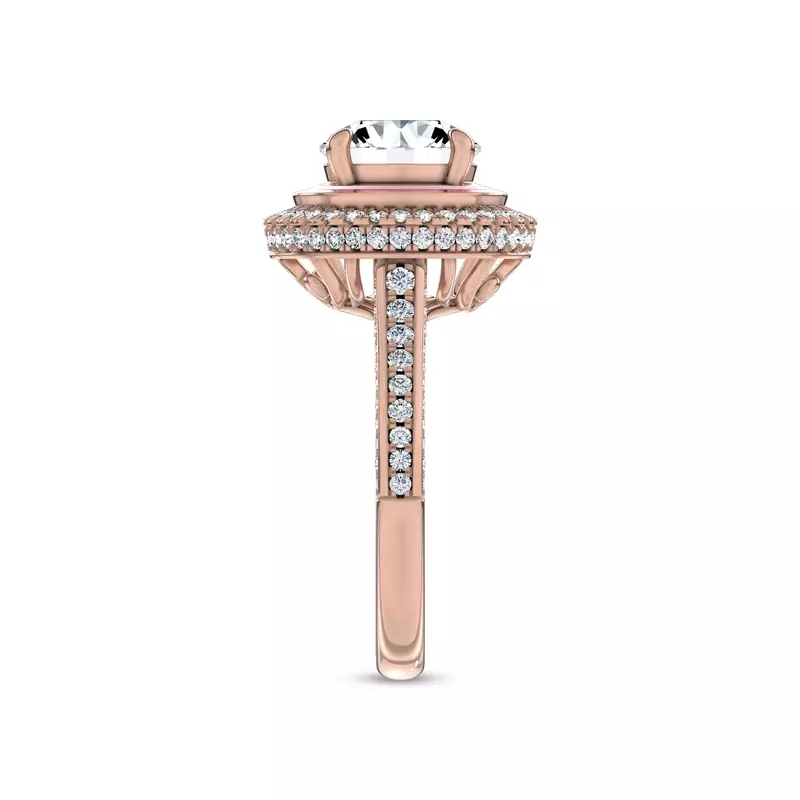 14K Rose Gold Rosavé Couture Halo Lab Engagement Ring by Christian Siriano