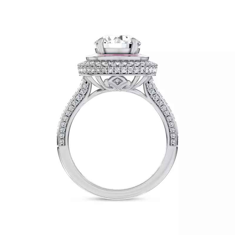 14K White Gold Rosavé Couture Halo Lab Engagement Ring by Christian Siriano