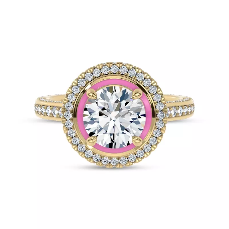 14K Yellow Gold Rosavé Couture Halo Lab Engagement Ring by Christian Siriano