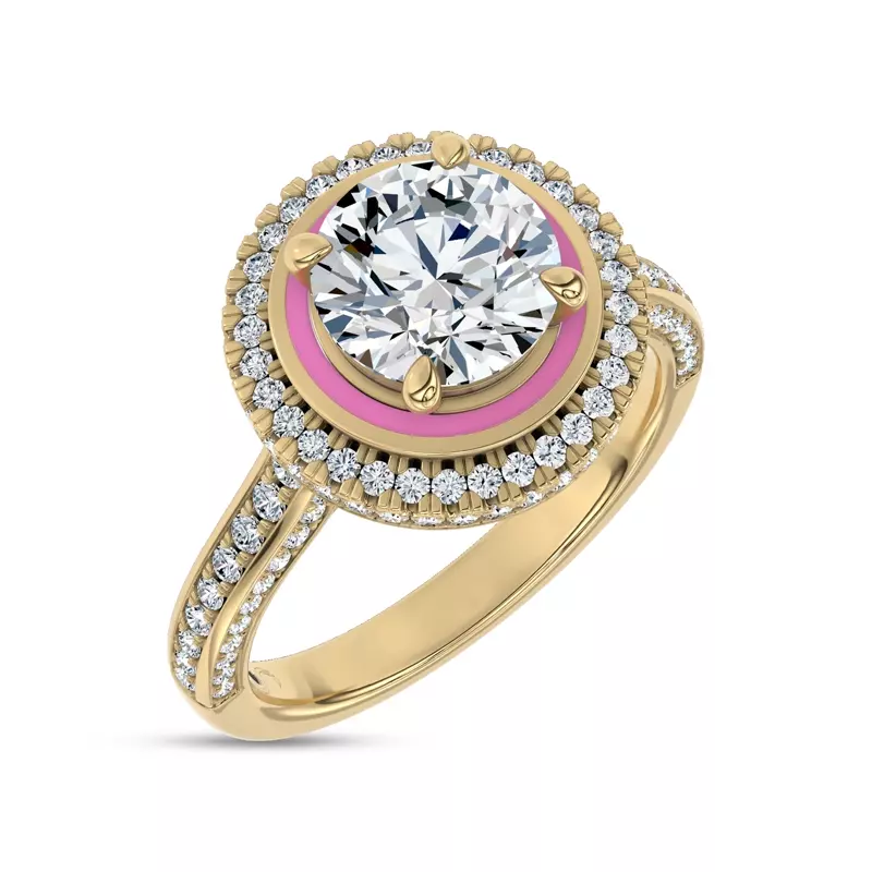 14K Yellow Gold Rosavé Couture Halo Lab Engagement Ring by Christian Siriano