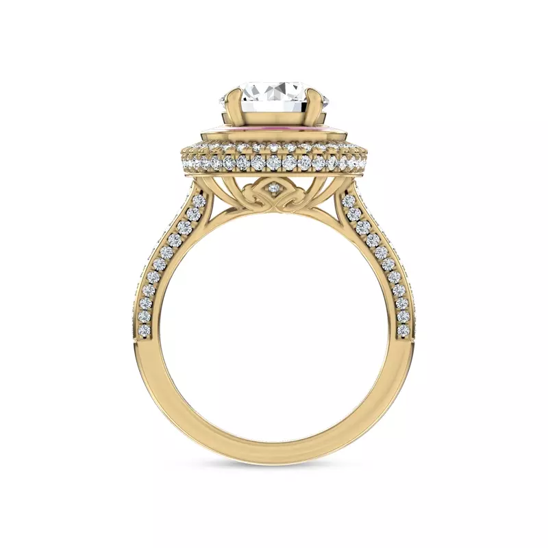 14K Yellow Gold Rosavé Couture Halo Lab Engagement Ring by Christian Siriano
