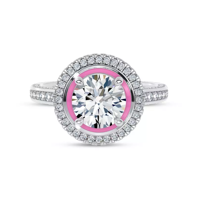 Platinum Rosavé Couture Halo Lab Engagement Ring by Christian Siriano