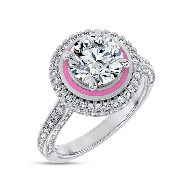 Platinum Rosavé Couture Halo Lab Engagement Ring by Christian Siriano