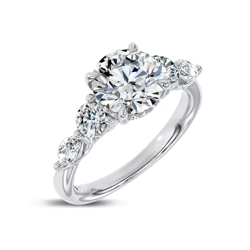 14K White Gold Kerry Mixed Shape Lab Engagement Ring