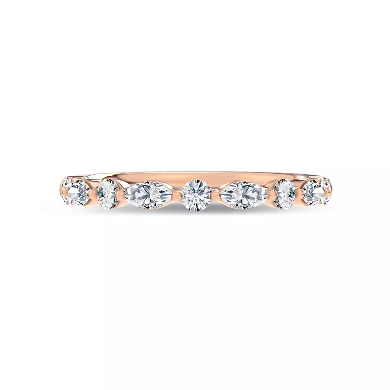 14K Rose Gold Serenity Marquise And Round Diamond Band