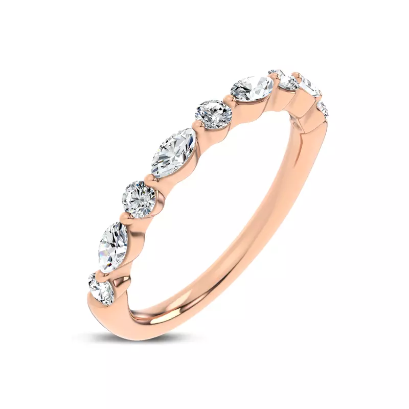 14K Rose Gold Serenity Marquise And Round Diamond Band
