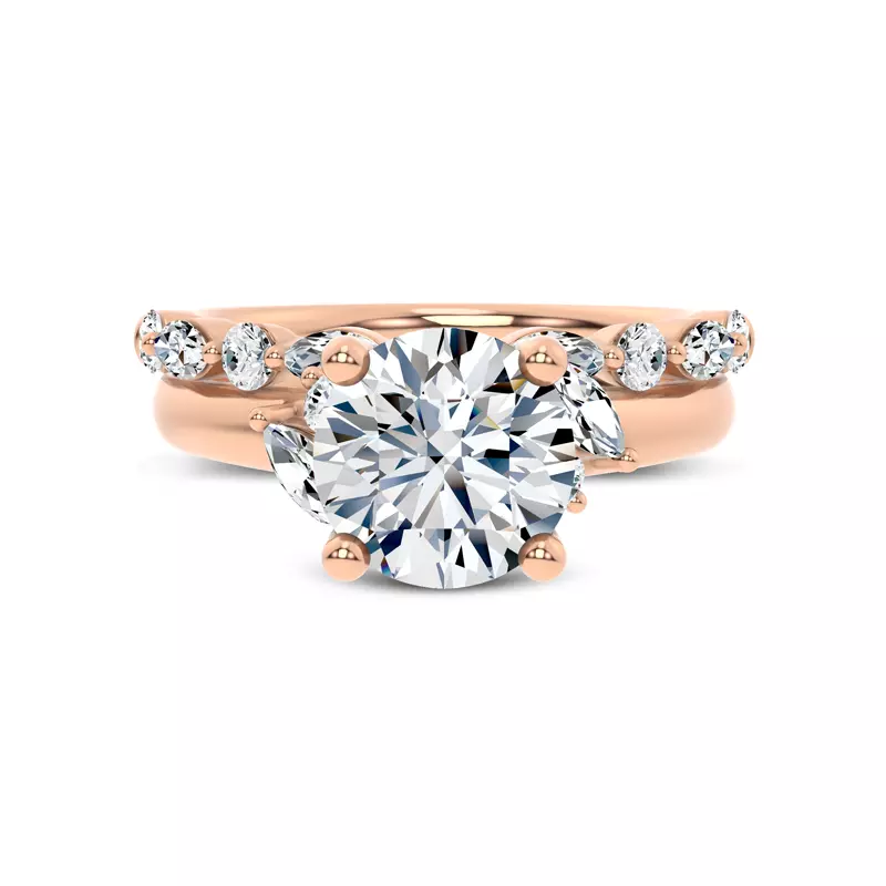 14K Rose Gold Serenity Marquise And Round Diamond Band