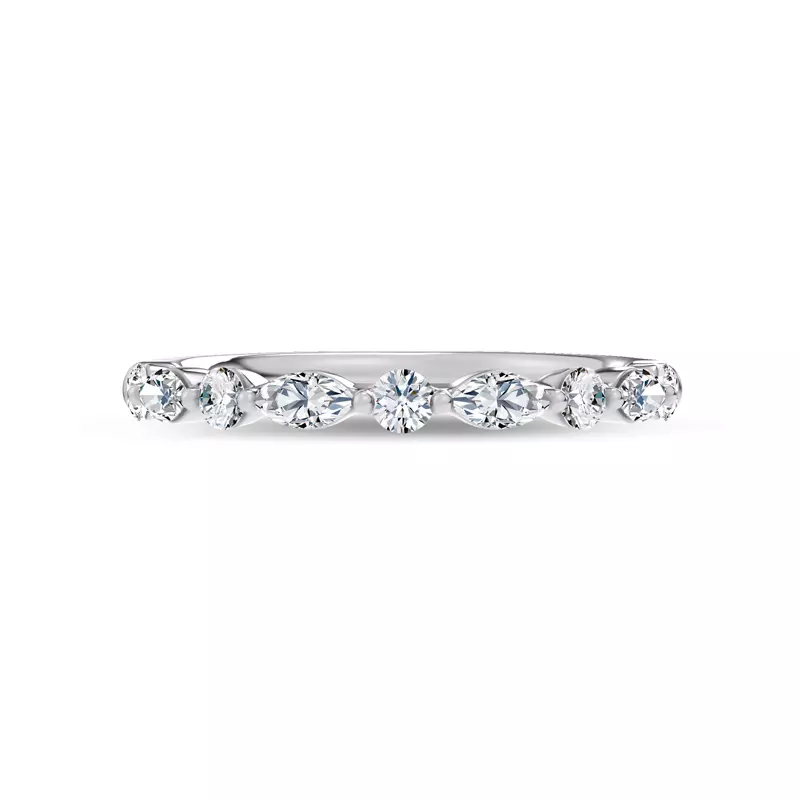 14K White Gold Serenity Marquise And Round Diamond Band
