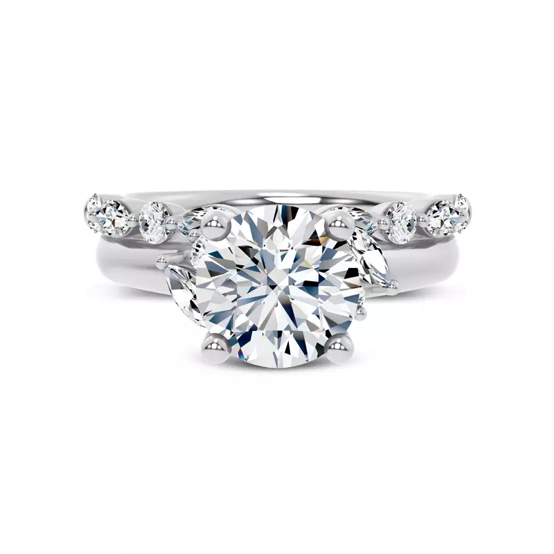 14K White Gold Serenity Marquise And Round Diamond Band