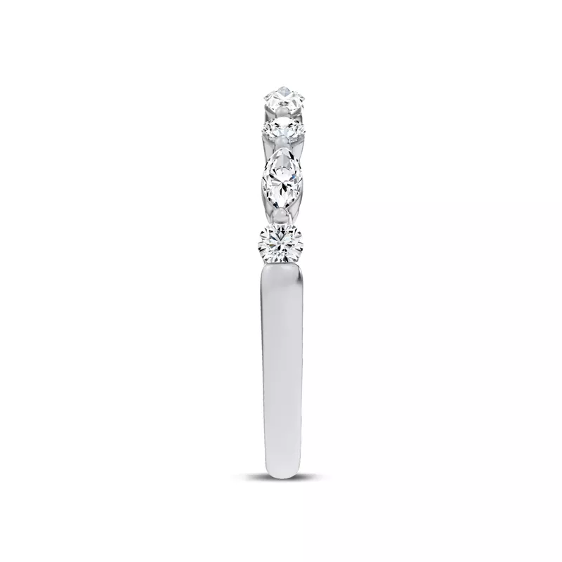 14K White Gold Serenity Marquise And Round Diamond Band