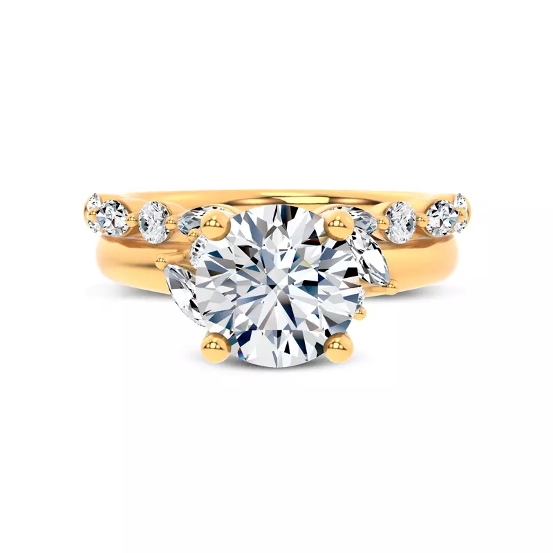 14K Yellow Gold Serenity Marquise And Round Diamond Band