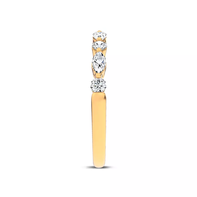 14K Yellow Gold Serenity Marquise And Round Diamond Band