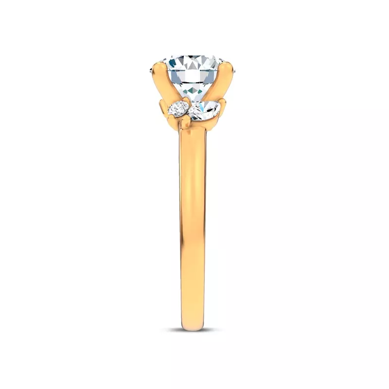 14K Yellow Gold Serenity Marquise And Round Diamond Accent Engagement Ring
