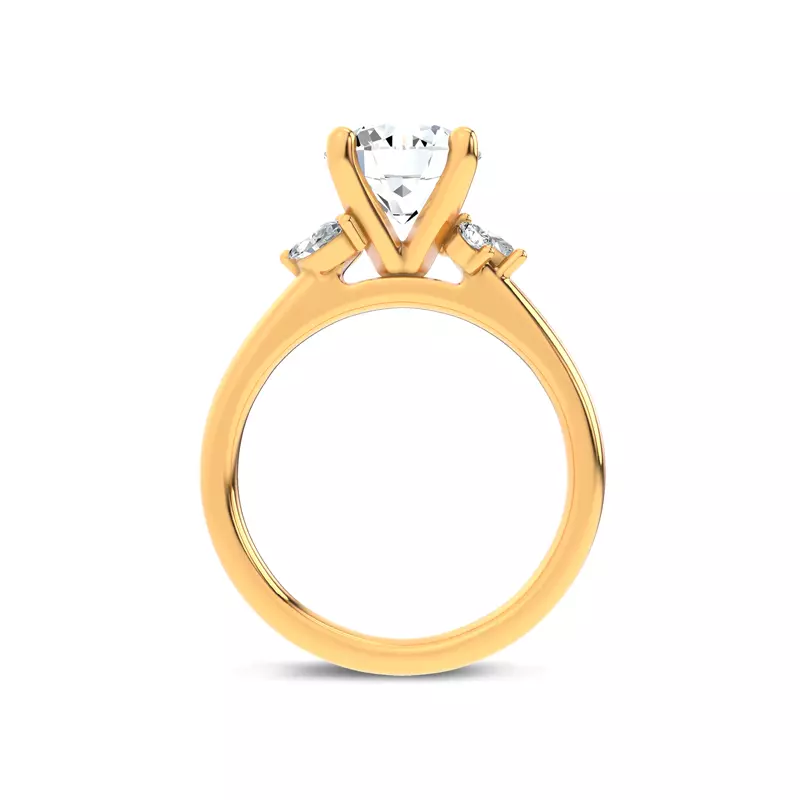 14K Yellow Gold Serenity Marquise And Round Diamond Accent Engagement Ring