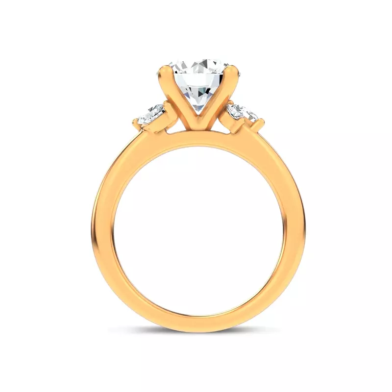 14K Yellow Gold Serenity Marquise And Round Diamond Accent Engagement Ring