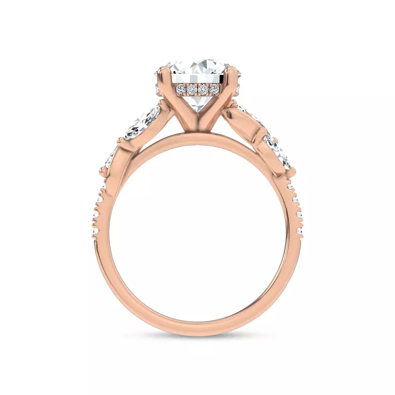 14K Rose Gold Hayden Curved Vine Hidden Halo Lab Engagement Ring 