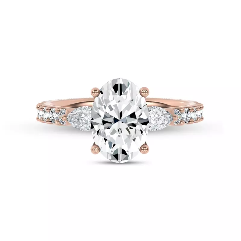 14K Rose Gold Perelle Pear Pavé Lab Engagement Ring