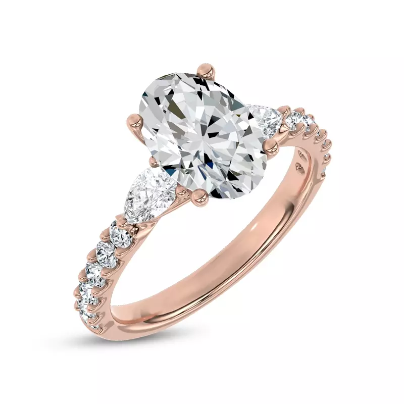 14K Rose Gold Perelle Pear Pavé Engagement Ring