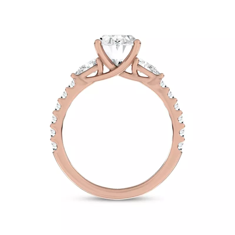 14K Rose Gold Perelle Pear Pavé Engagement Ring