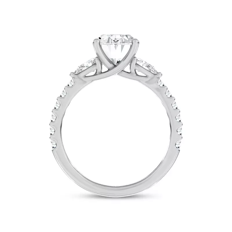 14K White Gold Perelle Pear Pavé Lab Engagement Ring