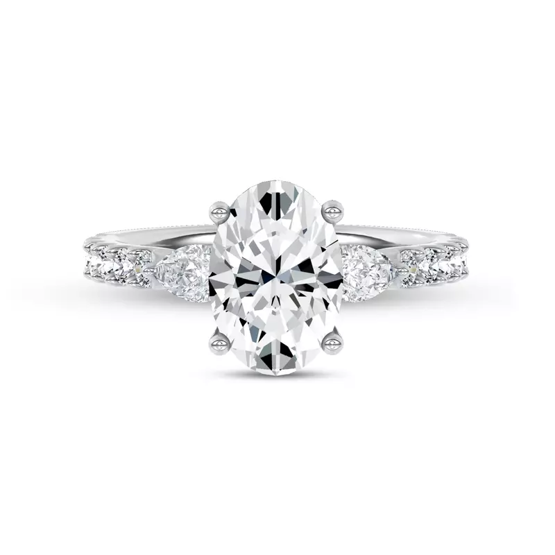 14K White Gold Perelle Pear Pavé Engagement Ring