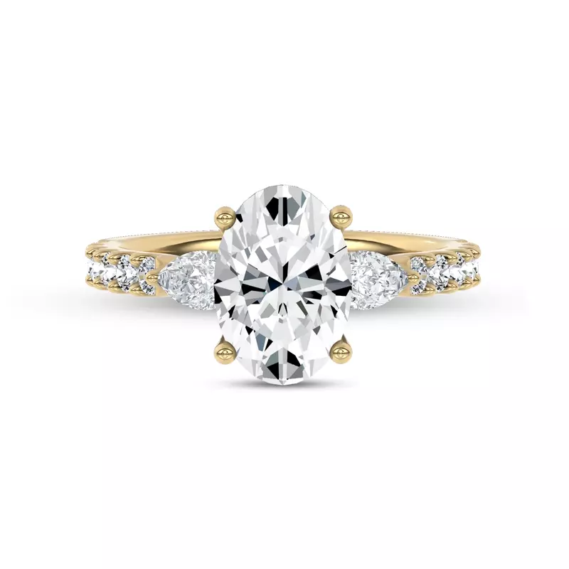 14K Yellow Gold Perelle Pear Pavé Lab Engagement Ring
