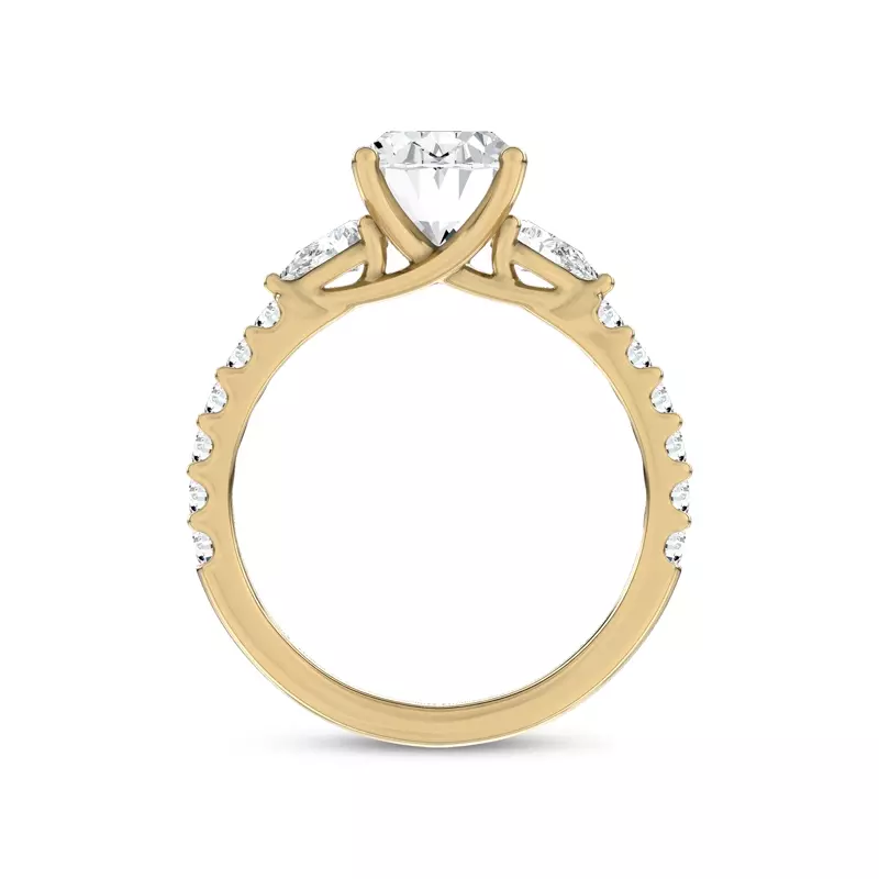 14K Yellow Gold Perelle Pear Pavé Lab Engagement Ring
