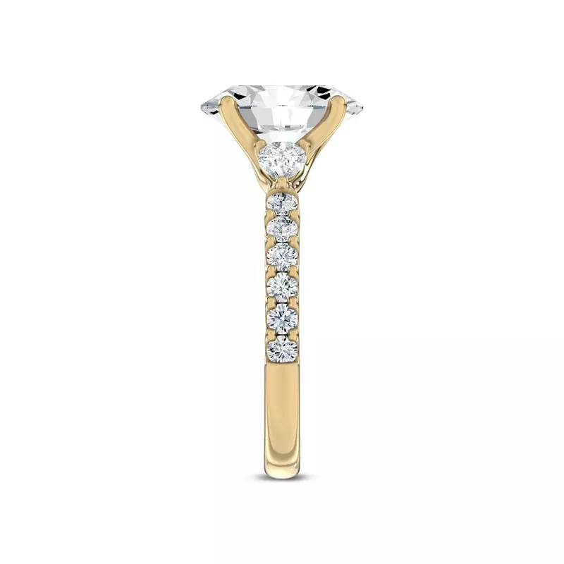 14K Yellow Gold Perelle Pear Pavé Lab Engagement Ring