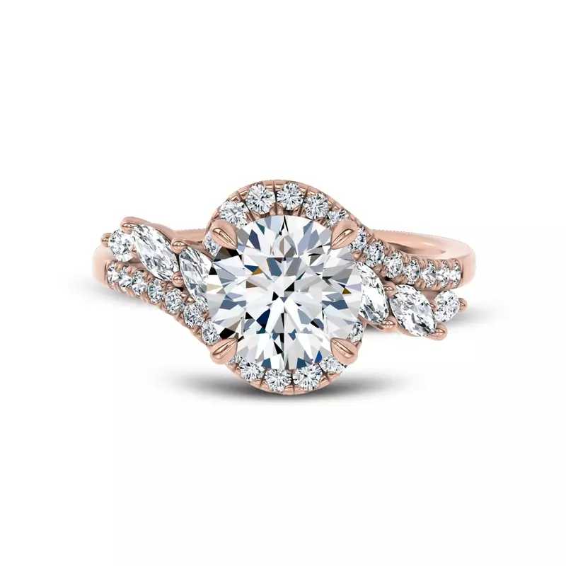 14K Rose Gold Envol Pavé Lab Engagement Ring by Christian Siriano