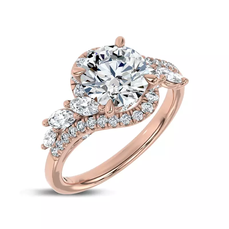 14K Rose Gold Envol Pavé Lab Engagement Ring by Christian Siriano