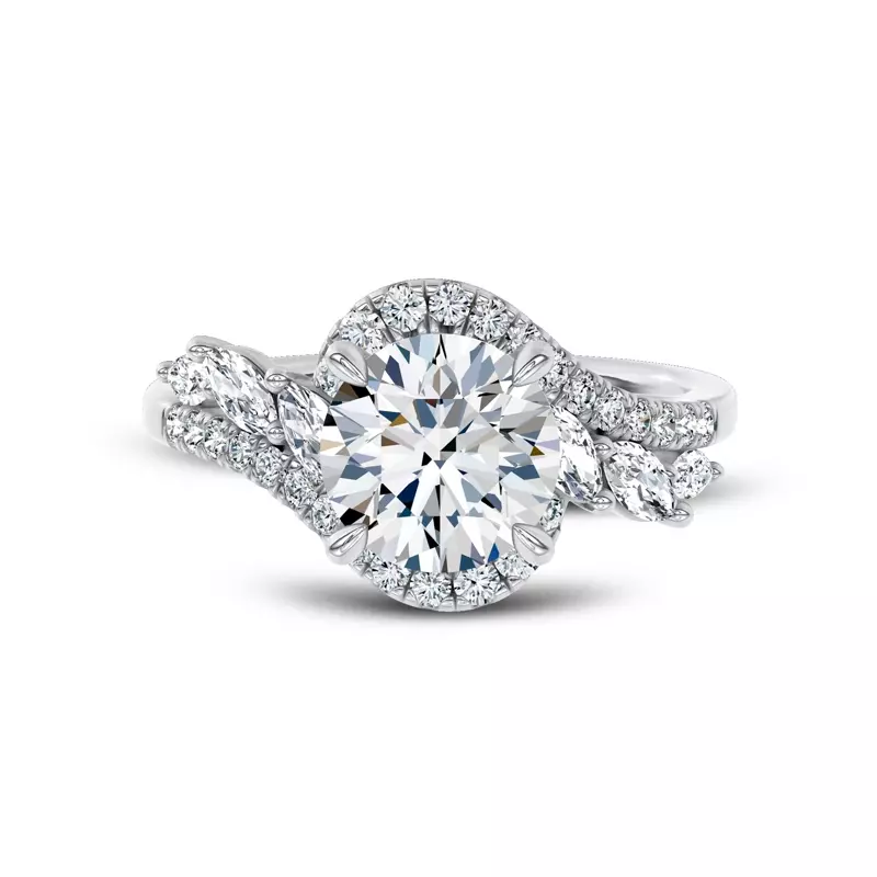 14K White Gold Envol Pavé Lab Engagement Ring by Christian Siriano