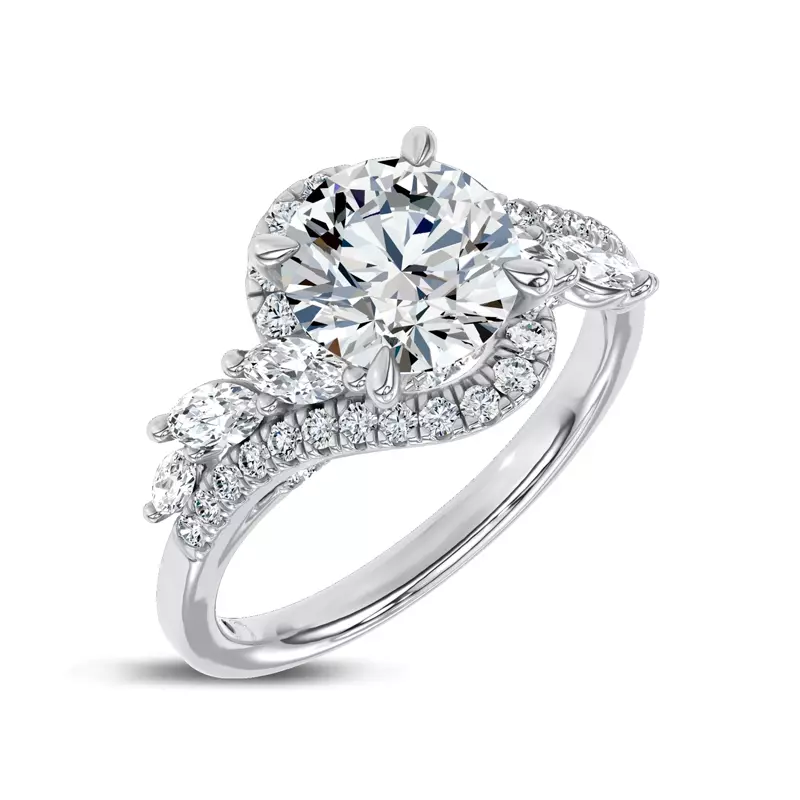 14K White Gold Envol Pavé Lab Engagement Ring by Christian Siriano