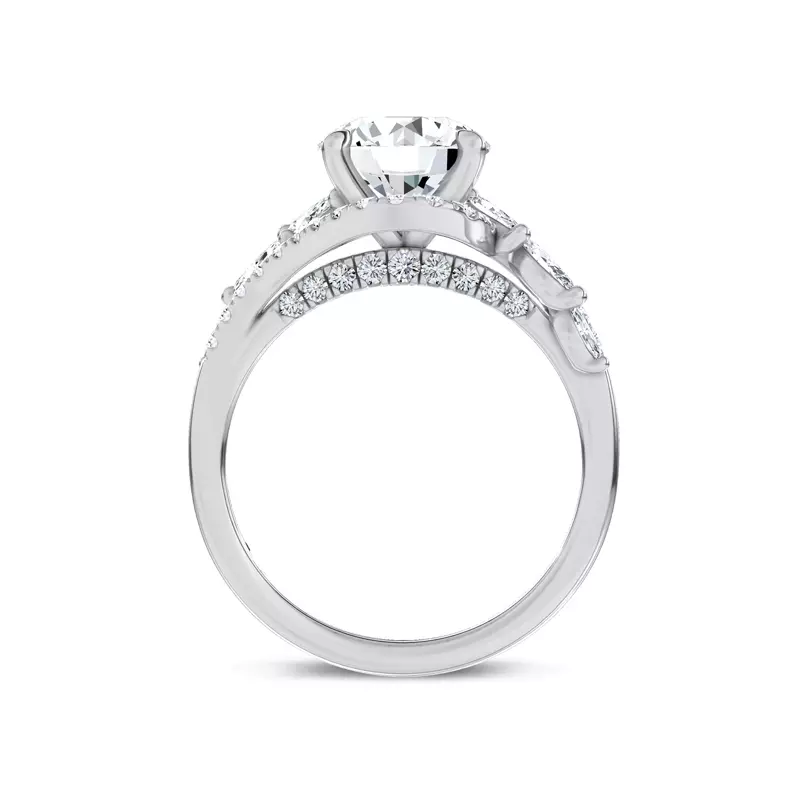 14K White Gold Envol Pavé Lab Engagement Ring by Christian Siriano