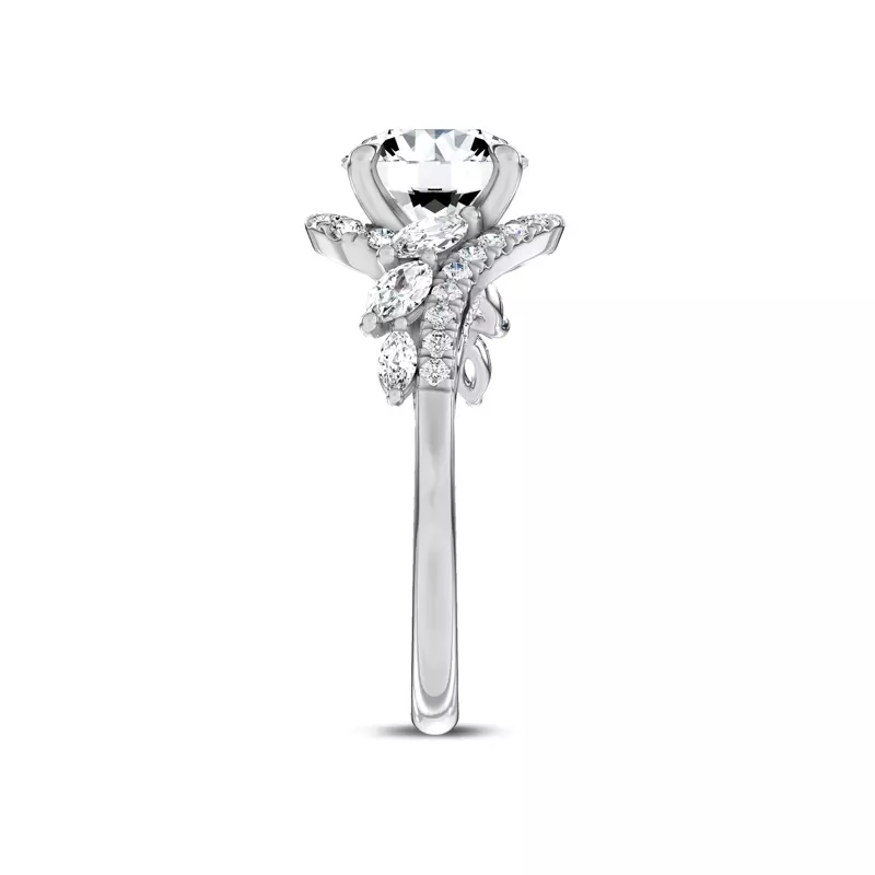 14K White Gold Envol Pavé Lab Engagement Ring by Christian Siriano