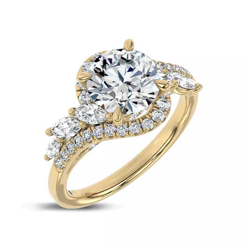 14K Yellow Gold Envol Pavé Lab Engagement Ring by Christian Siriano