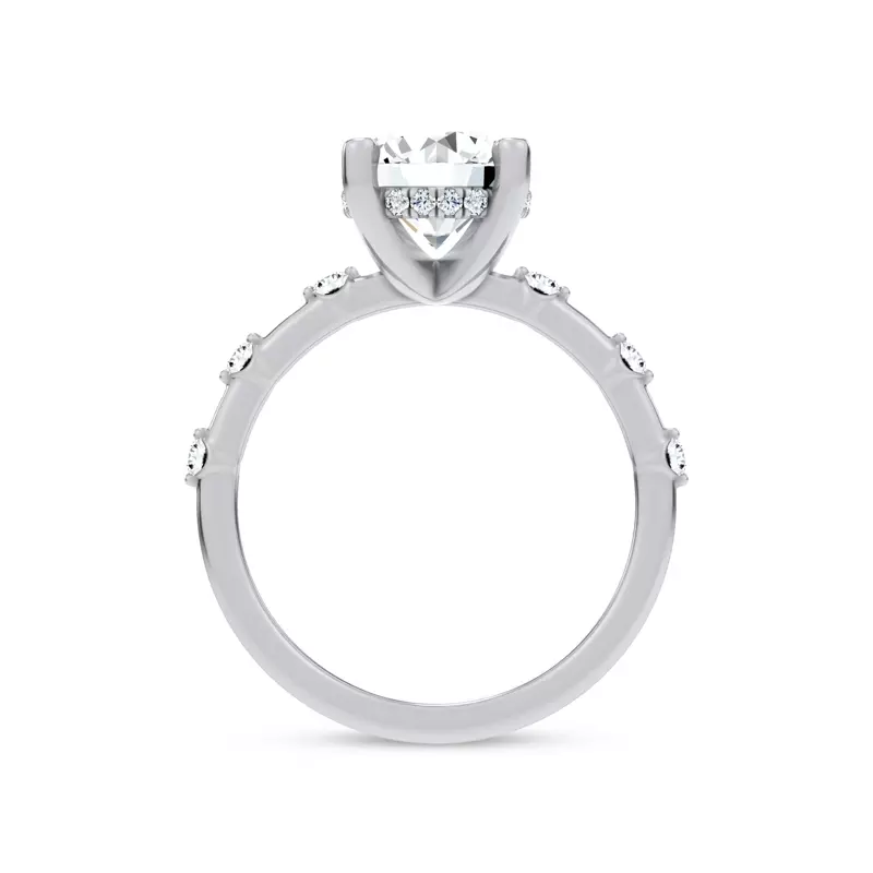 14K White Gold Starlight Spaced Hidden Halo Engagement Ring