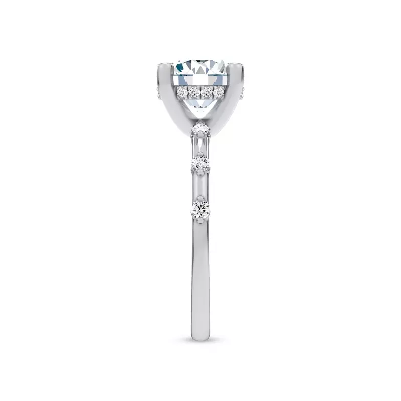 14K White Gold Starlight Spaced Hidden Halo Engagement Ring