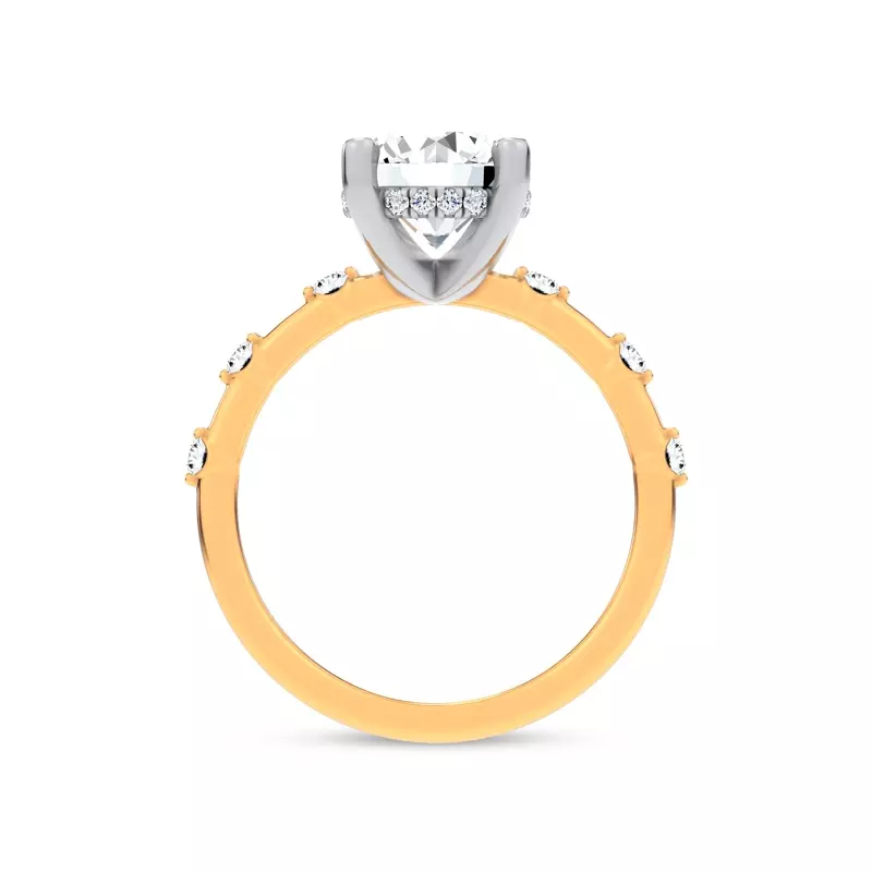 14K Yellow Gold Starlight Spaced Hidden Halo Engagement Ring