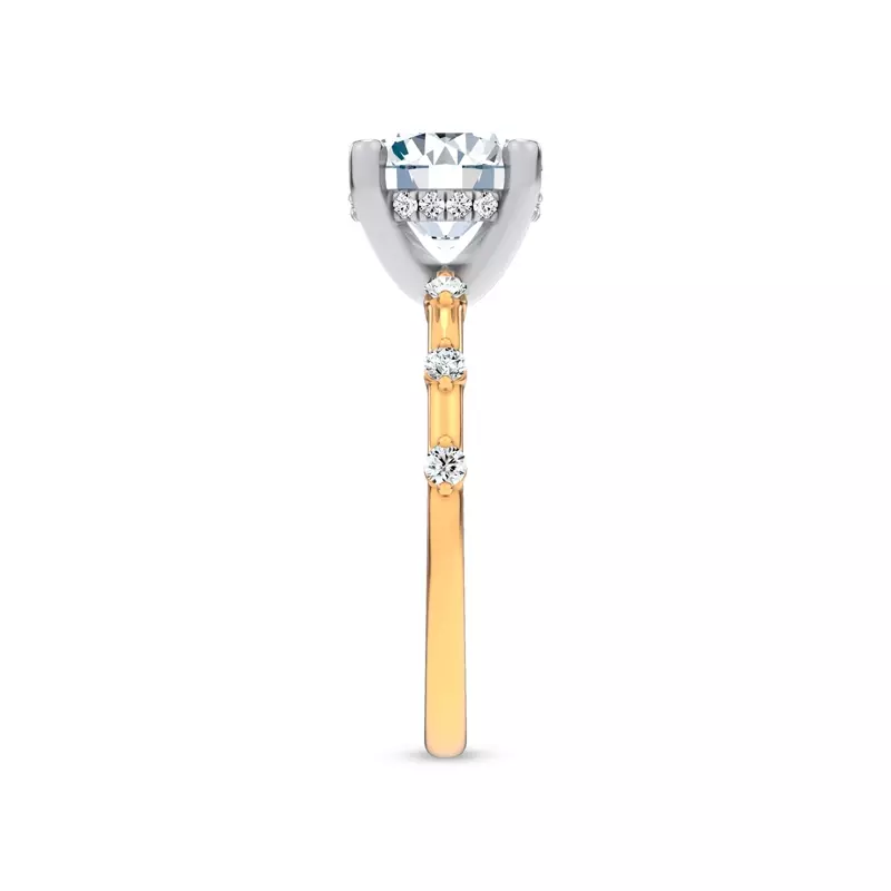 14K Yellow Gold Starlight Spaced Hidden Halo Engagement Ring