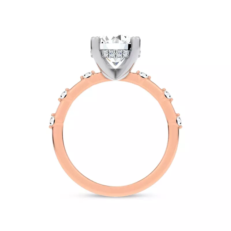 18K Rose Gold Starlight Spaced Hidden Halo Engagement Ring