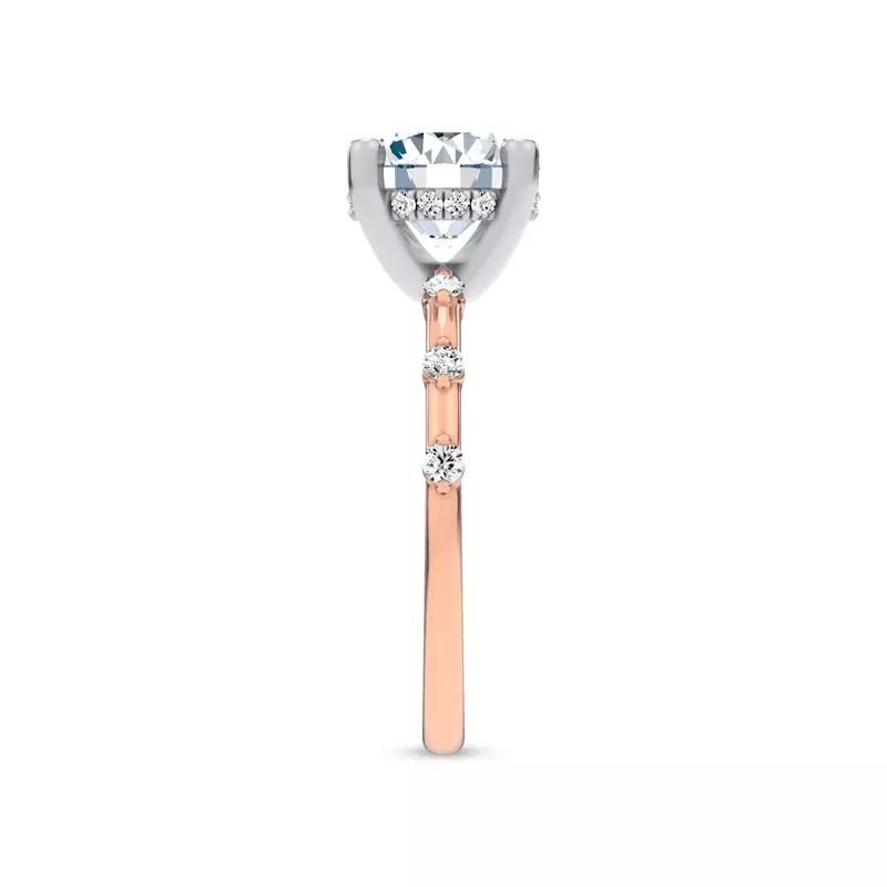18K Rose Gold Starlight Spaced Hidden Halo Engagement Ring