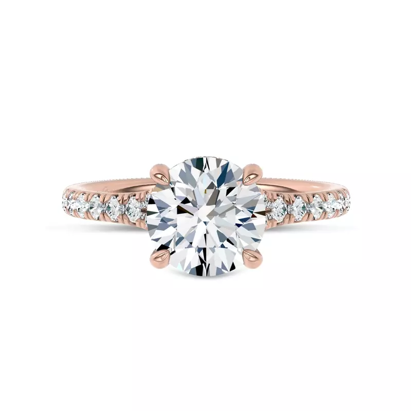 14K Rose Gold Cascata Halo Lab Engagement Ring by Christian Siriano