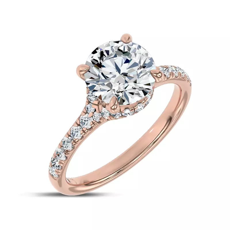 14K Rose Gold Cascata Halo Lab Engagement Ring by Christian Siriano