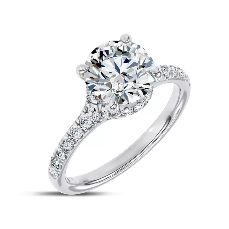 14K White Gold Cascata Halo Lab Engagement Ring by Christian Siriano