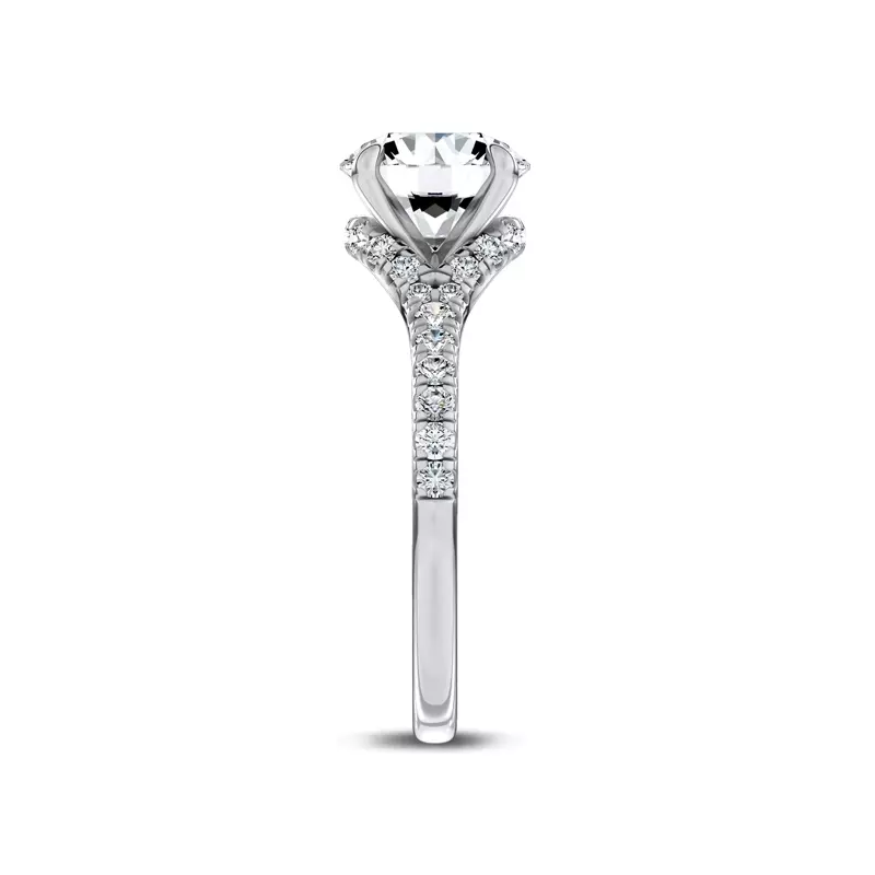 14K White Gold Cascata Halo Lab Engagement Ring by Christian Siriano